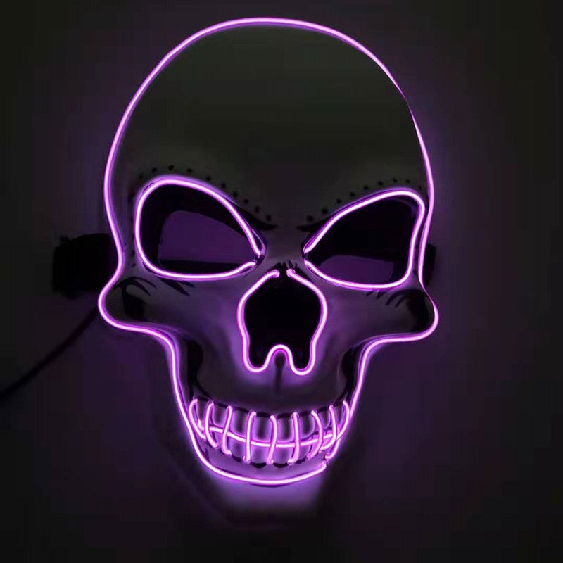 LED Glowing Skull Mask - Halloween Costume Accessory, Adjustable Fit for Parties & Events, Eye-Catching Light Modes