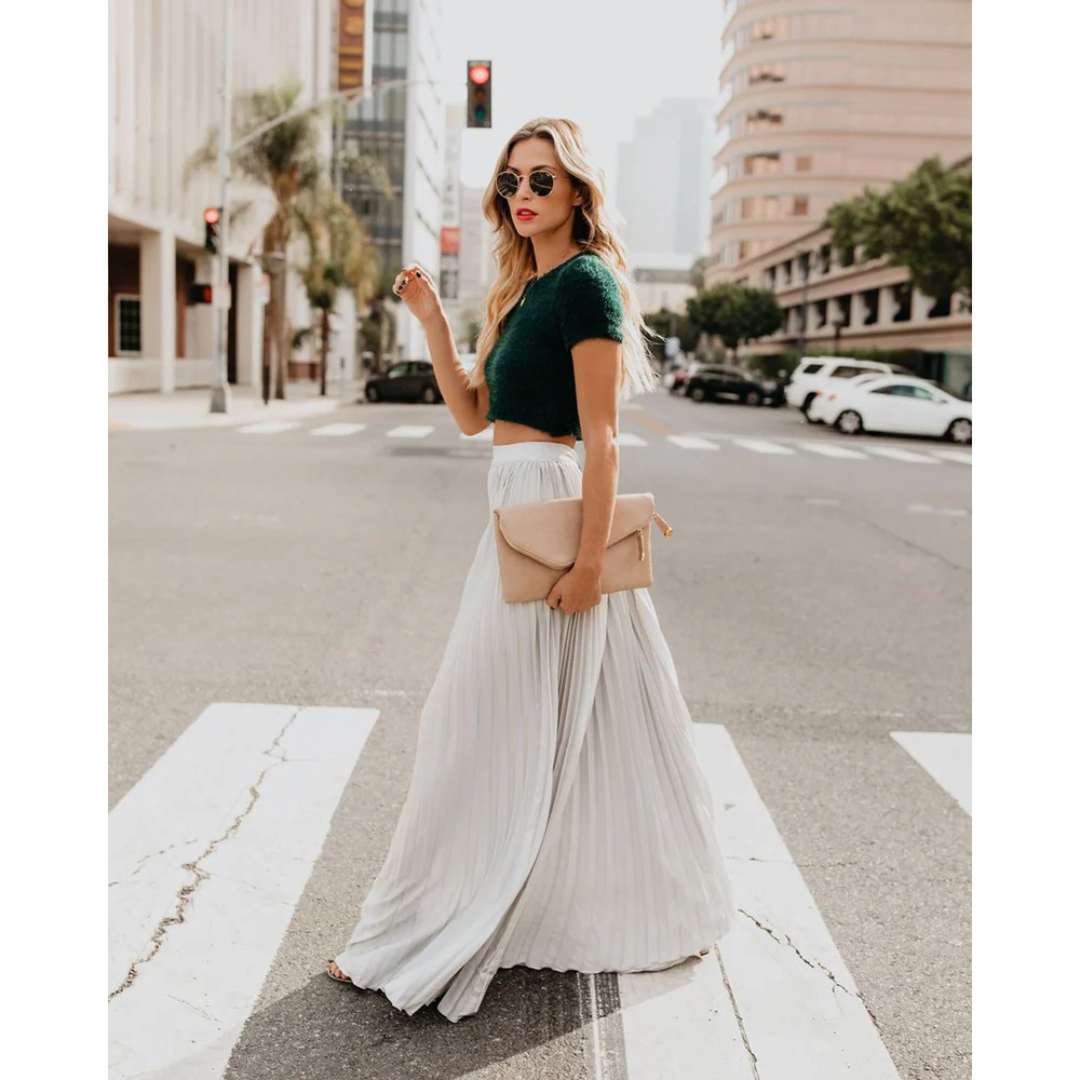 Variant image for Elegant Pleated Long Skirt for Women, Full-Length Black Maxi Skirt with Elastic Waistband, Versatile and Comfortable-13