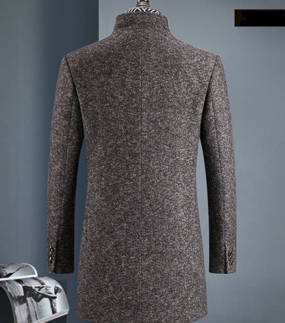 Insulating Men's Overcoat - Single-Breasted, Wool, Commute