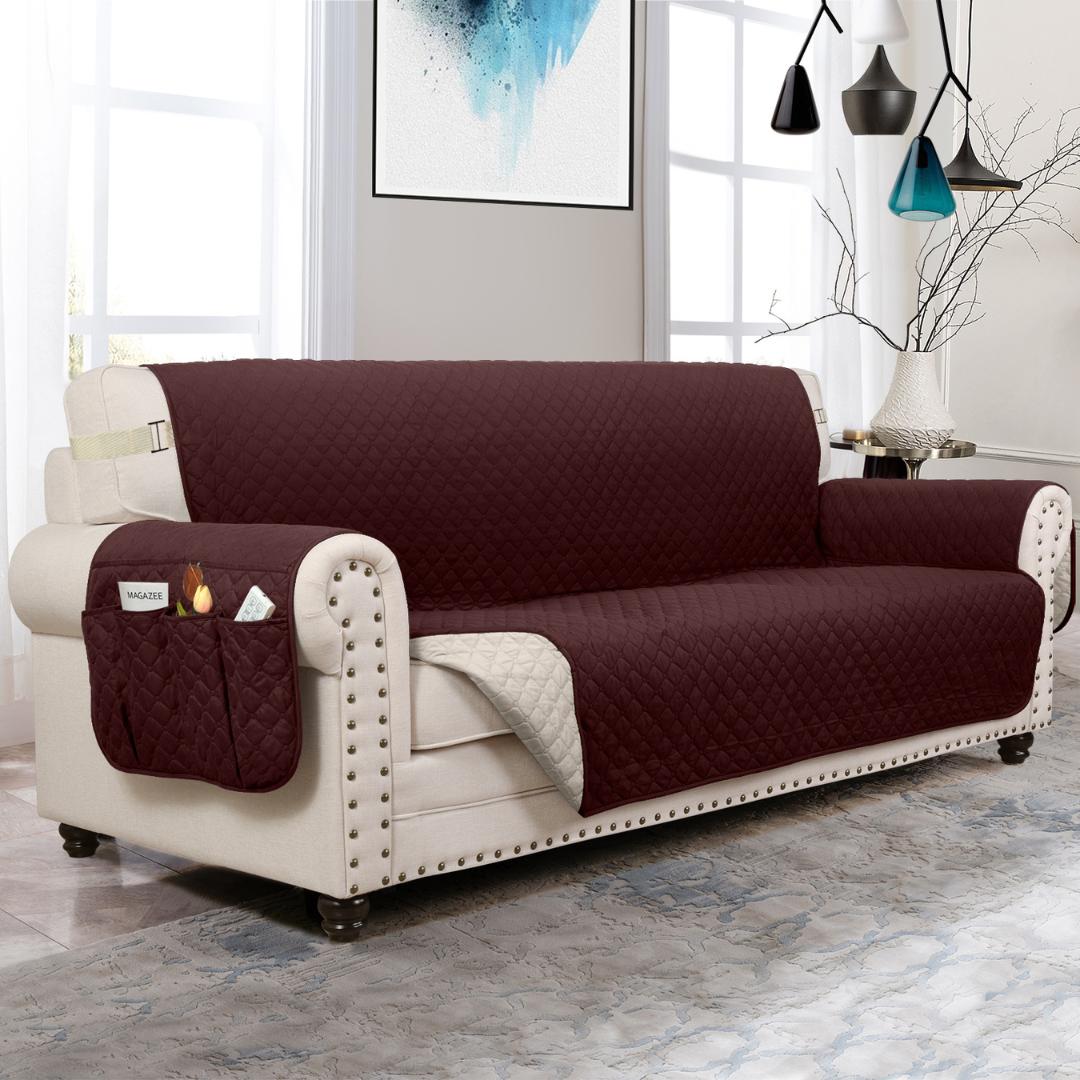 Copertura per divano Protettore per mobili con tasche laterali e cinghie posteriori Colori reversibili Autunno 2025 Amico degli animali domestici