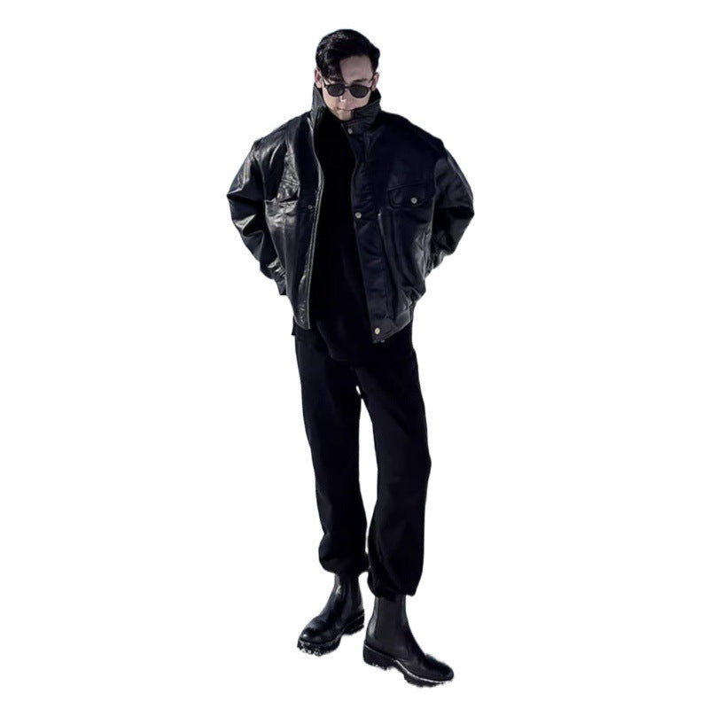 Warm Durable Men's Leather Jacket - Pilot Motorcycle Style, Horse Leather, Autumn And Winter