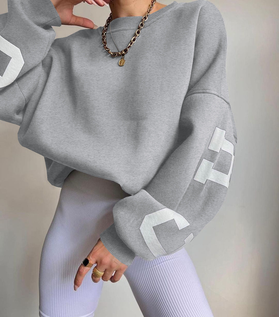 Oversized dame-sweatshirt - sænket skulder, bomuldsblanding