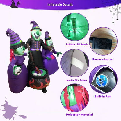 Witch Inflatable Luminous Halloween Yard Decor Outdoor