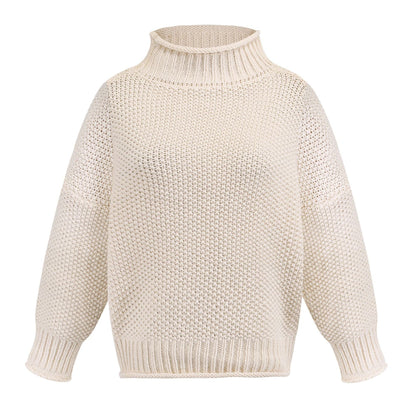 Warm Women's Pullover Sweater - Turtleneck Knit, Winter