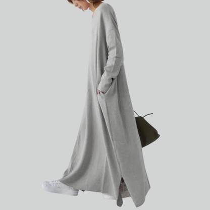 Tyrkisk Eid Solid Muslim Hijab Kjole A-linje V-hals Abaya til kvinder, Dubai Arab Kaftan