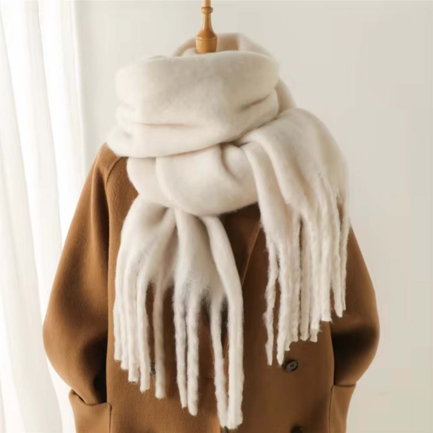 Warm Cozy Womens Winter Scarf - Blanket Fringe Plush