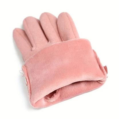 Warm Womens Touchscreen Gloves - Short Fitted Suede Winter