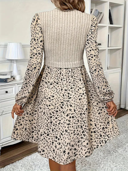 Elegant Floral Print Womens Dress with Long Sleeves for Summer and Formal Occasions-5