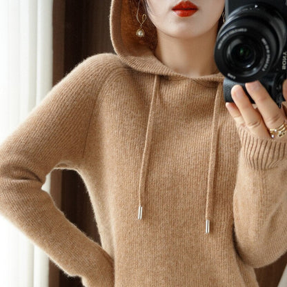Soft Cozy Women's Hooded Sweater – Drop Shoulder Knit