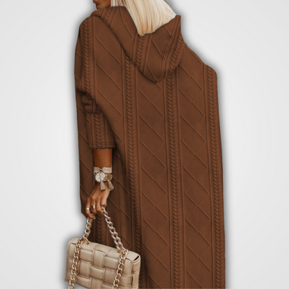 Zachte Comfortabele Dames Lange Cardigan met Capuchon - Kabelgebreid Acryl