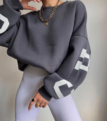 Oversized dame-sweatshirt - sænket skulder, bomuldsblanding