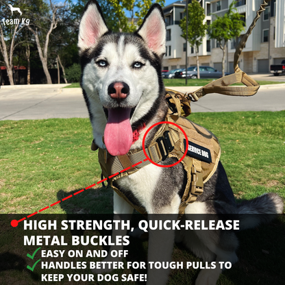 Taktisk hundesele system alt-i-en træningspakke sele uden træk MOLLE lommer rejse vandskål ferie 2025