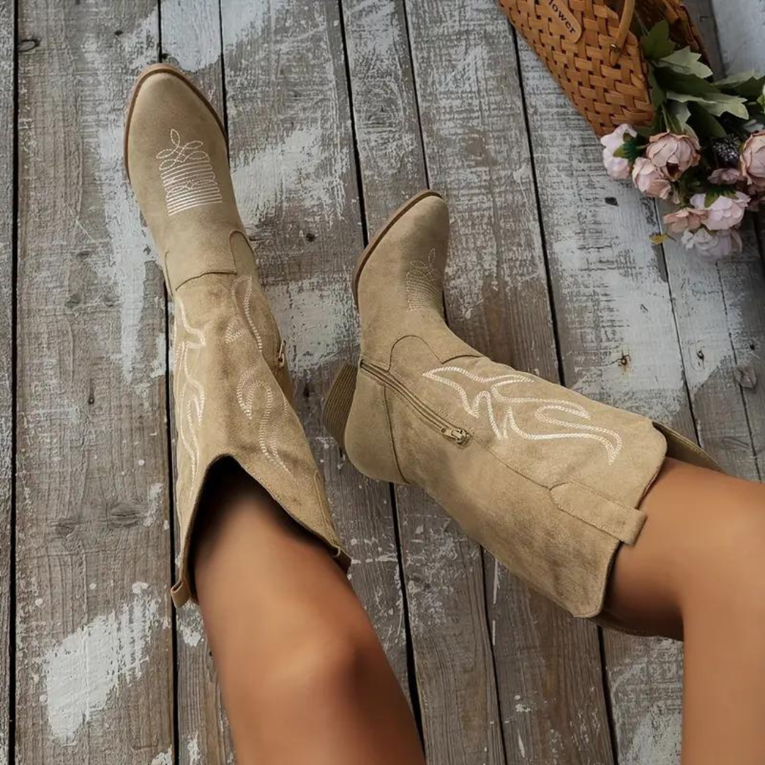 Soft Classic Womens Cowboy Boots - Knee-High Suede Casual