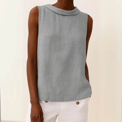 Lightweight women's tank top - round-neck pullover, cotton blend, casual summer wear