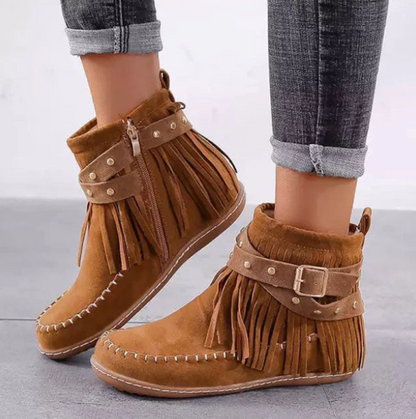 Soft Cozy Women’s Ankle Boots – Fringe, Faux Suede, Daily