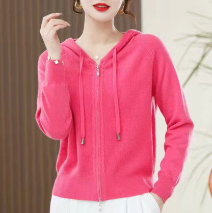 Lightweight Women's Zip Hoodie - Relaxed Knit For Spring