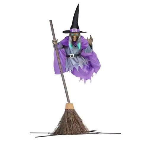 6-Foot Flying Witch Halloween Yard Decoration – Scary Outdoor Prop with Floating Effect, Easy Setup