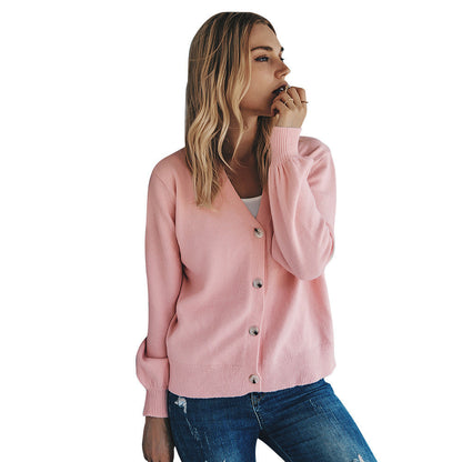 Lightweight Women Knitted Cardigan - V Neck, Polyester