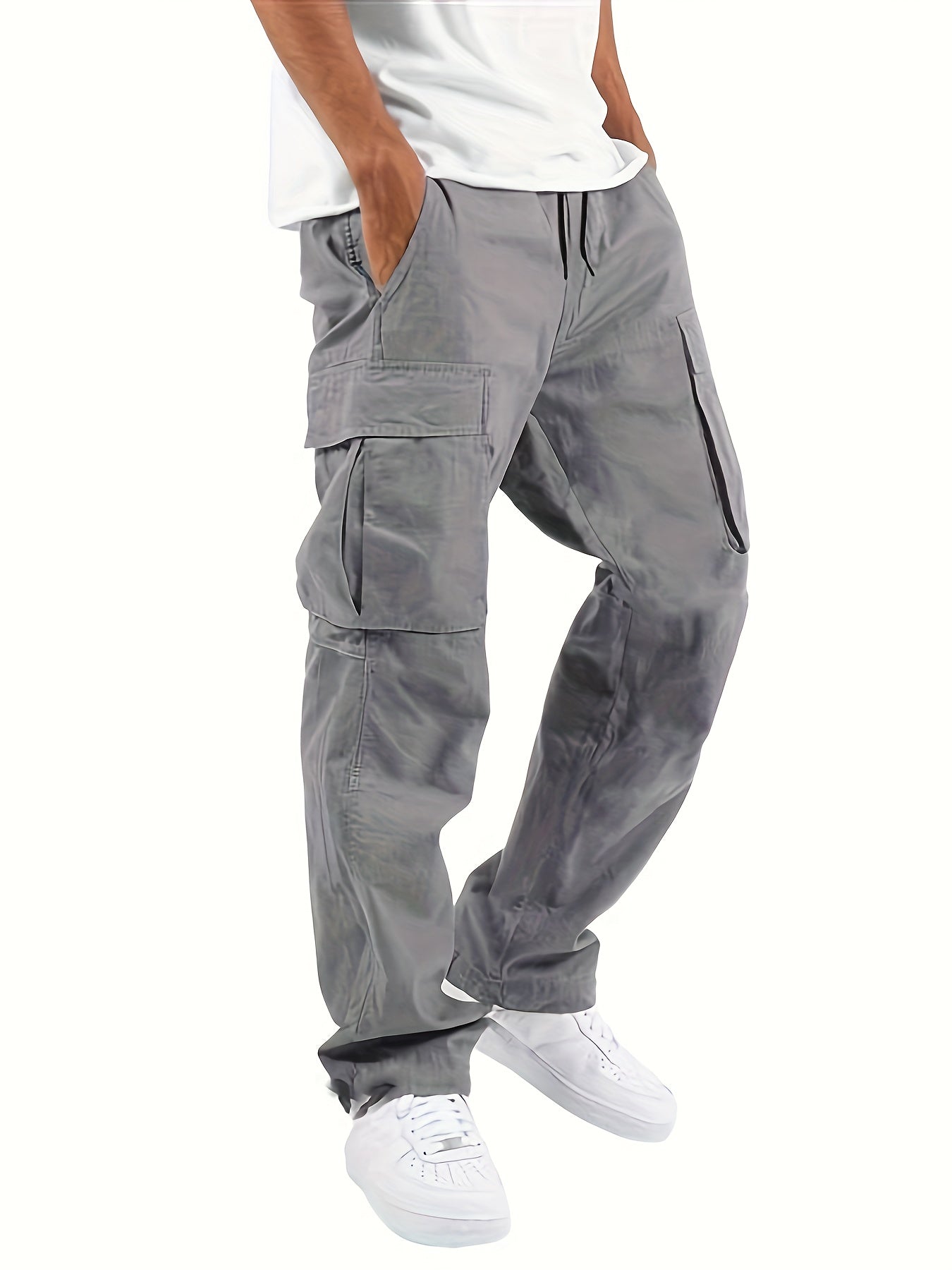 Variant image for Oversized Black Cargo Pants for Men with Multiple Pockets, Comfortable Fit and Durable Cotton Blend Trousers-9