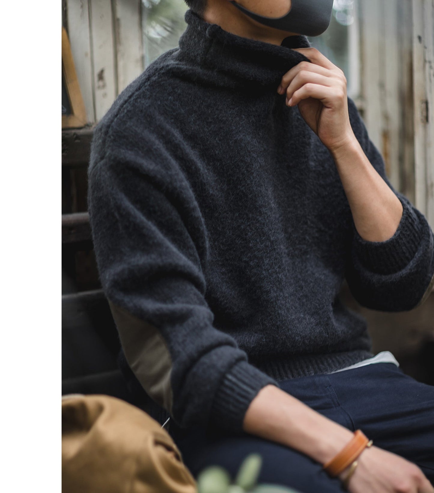 Warm Men's Turtleneck Sweater - Relaxed Oversized Mohair