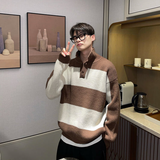 Warm Men’s Turtleneck Sweater - Relaxed Ribbed Knit, Winter