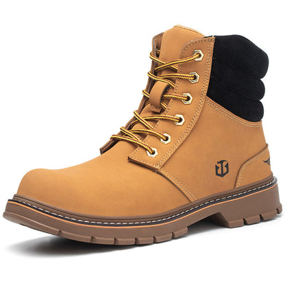 Slip-Resistant Men’s Work Boots - High-Top PU Leather Work