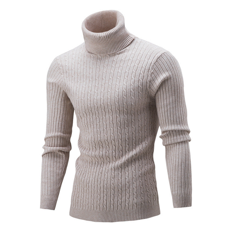 Eng anliegender Herren-Rollkragenpullover – Slim Fit, Zopfmuster, Winter