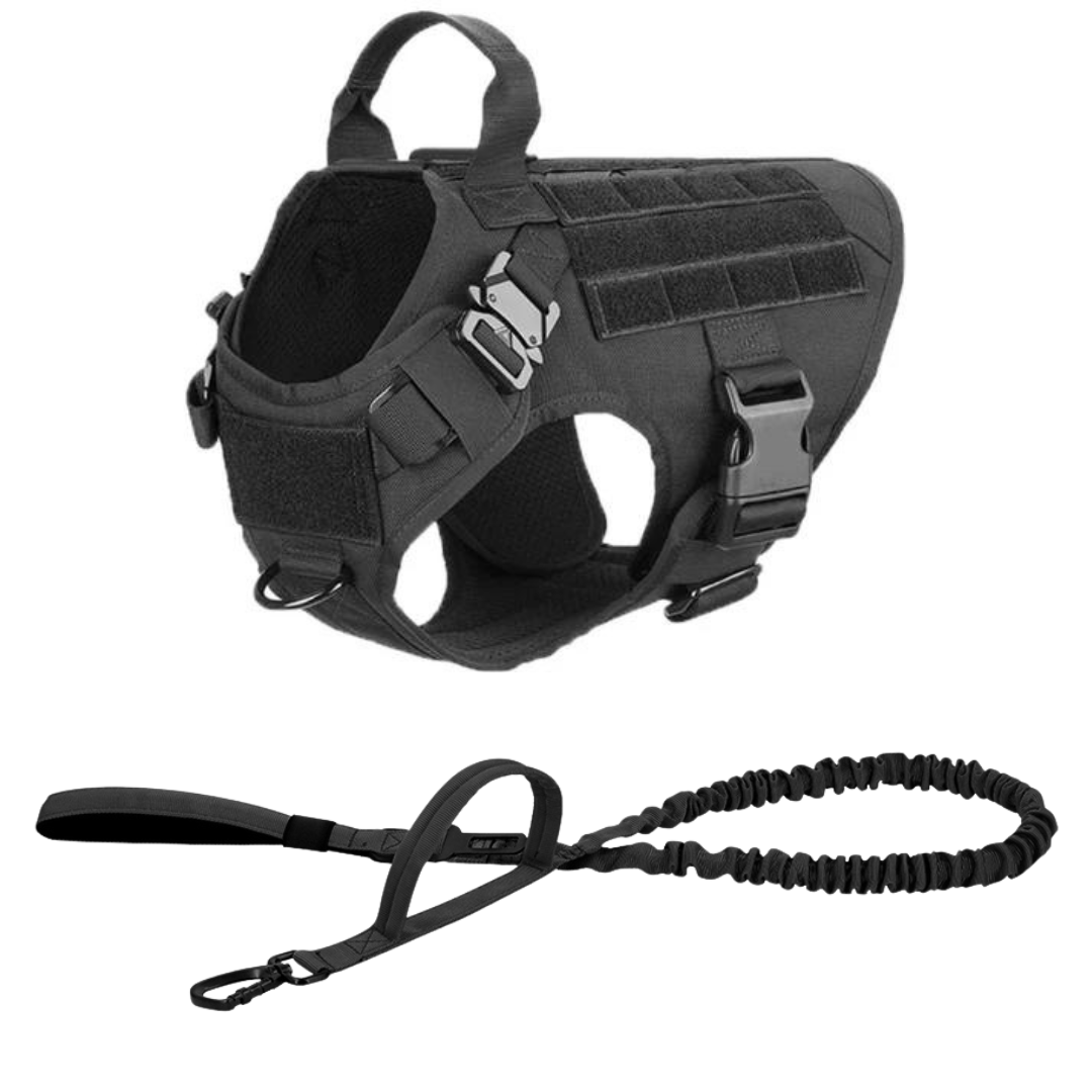 Tactical Dog Harness No-Pull With Front And Back D-Rings Quick-Release Buckles Top Handle Heavy-Duty Training