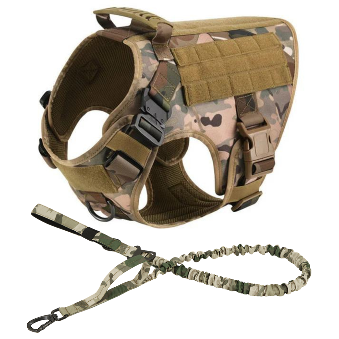 Tactical Dog Harness No-Pull With Front And Back D-Rings Quick-Release Buckles Top Handle Heavy-Duty Training