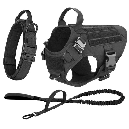 Tactical Dog Harness No-Pull With Front And Back D-Rings Quick-Release Buckles Top Handle Heavy-Duty Training