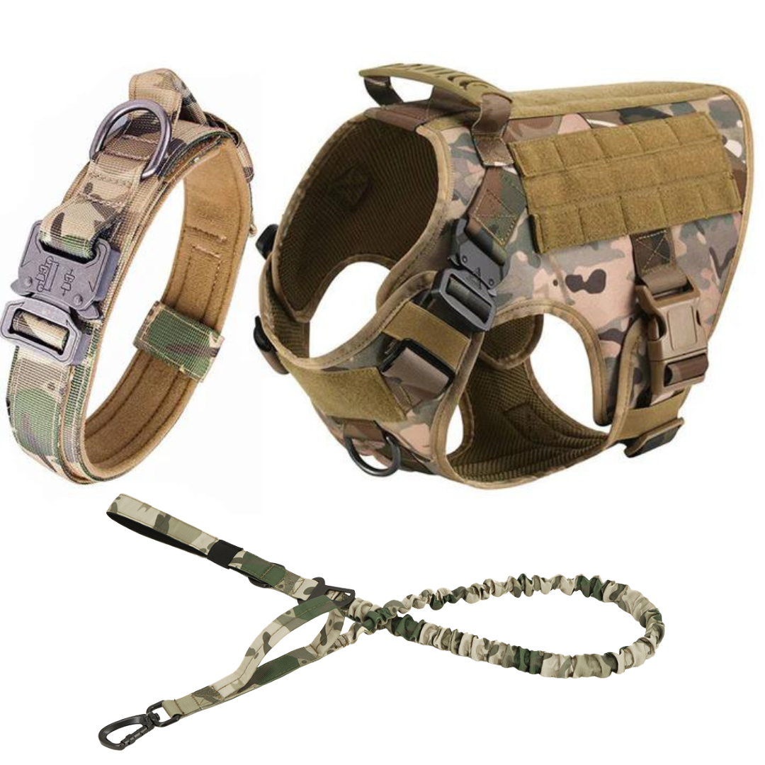Tactical Dog Harness No-Pull With Front And Back D-Rings Quick-Release Buckles Top Handle Heavy-Duty Training