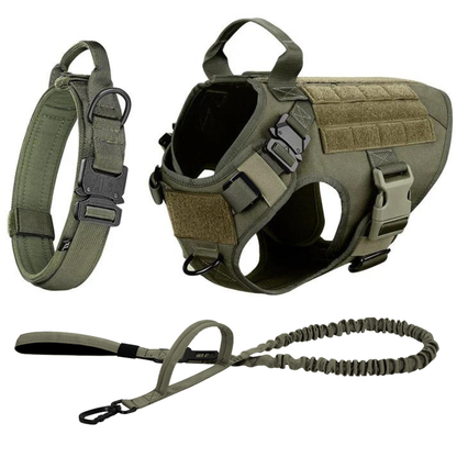 Tactical Dog Harness No-Pull With Front And Back D-Rings Quick-Release Buckles Top Handle Heavy-Duty Training