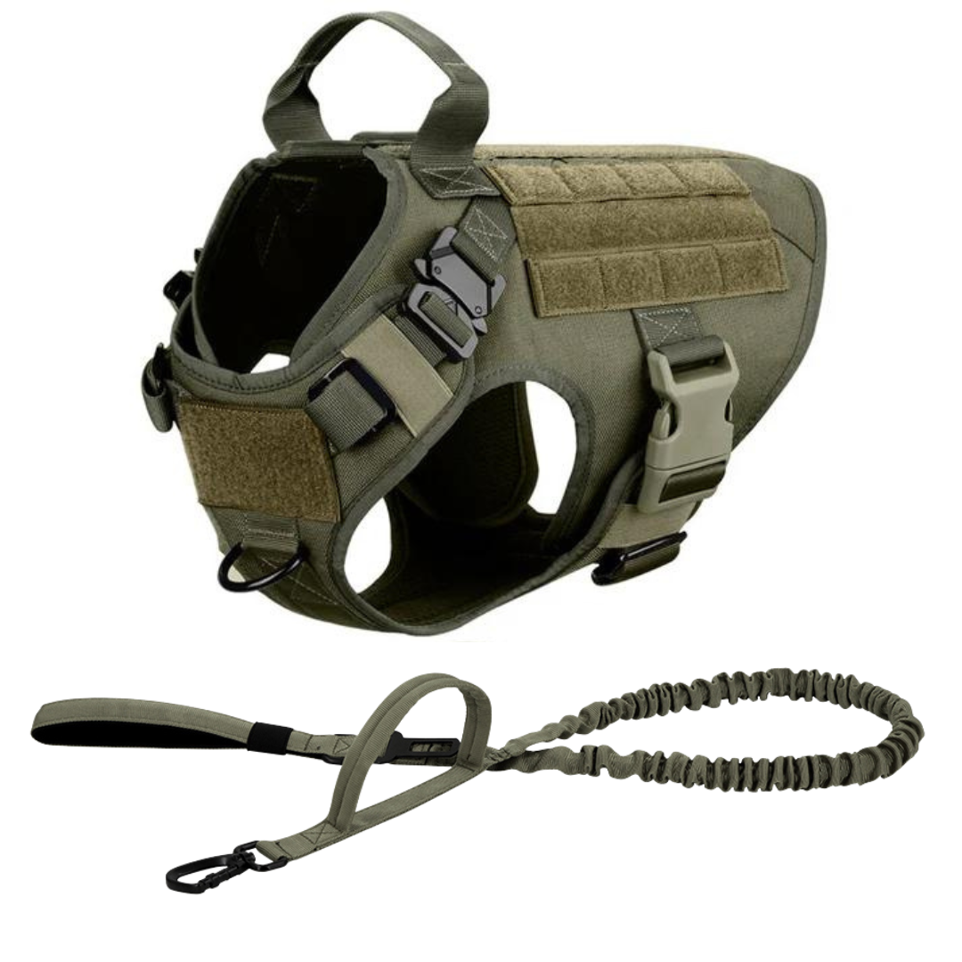 Tactical Dog Harness No-Pull With Front And Back D-Rings Quick-Release Buckles Top Handle Heavy-Duty Training