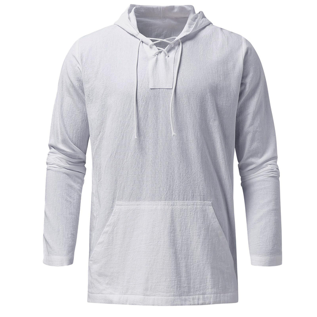 Lightweight Casual Mens Pullover - Laceup V Neck, Linen