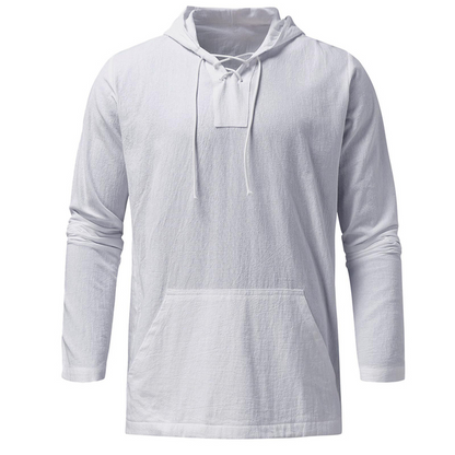 Lightweight Casual Mens Pullover - Laceup V Neck, Linen