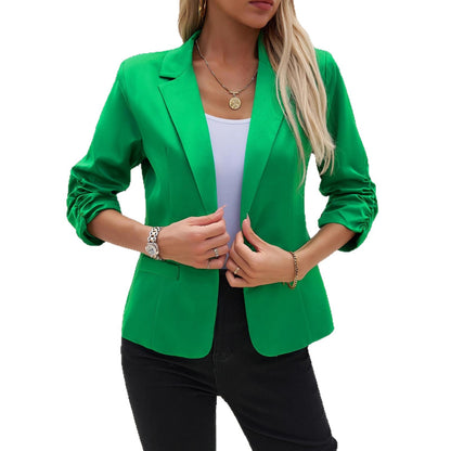 Breathable women's blazer – button-front, tailored, structured, polyester, office wear