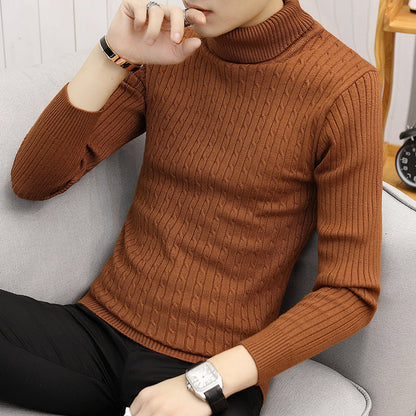 Suéter ajustado de cuello alto para hombre - Mezcla de algodón de corte slim