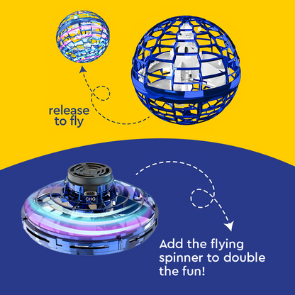 LED Flying Magic Orb Drone Toy - 360° Rotating UFO Ball for Kids, Safe & Rechargeable Fun
