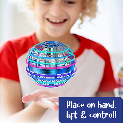 LED Flying Magic Orb Drone Toy - 360° Rotating UFO Ball for Kids, Safe & Rechargeable Fun