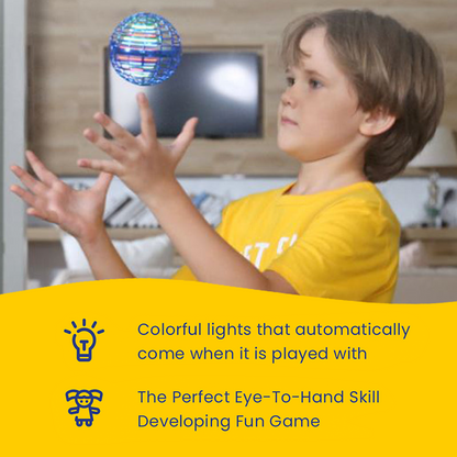 LED Flying Magic Orb Drone Toy - 360° Rotating UFO Ball for Kids, Safe & Rechargeable Fun