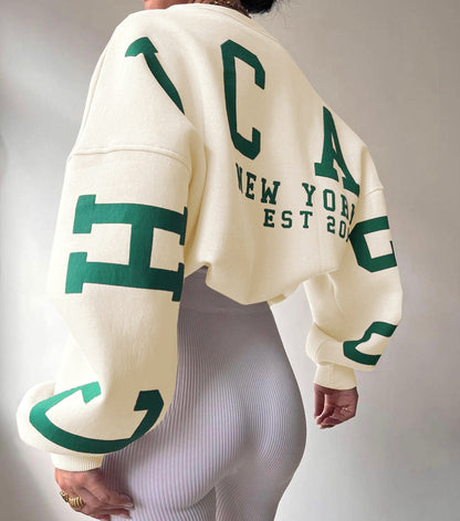 Oversized dame-sweatshirt - sænket skulder, bomuldsblanding