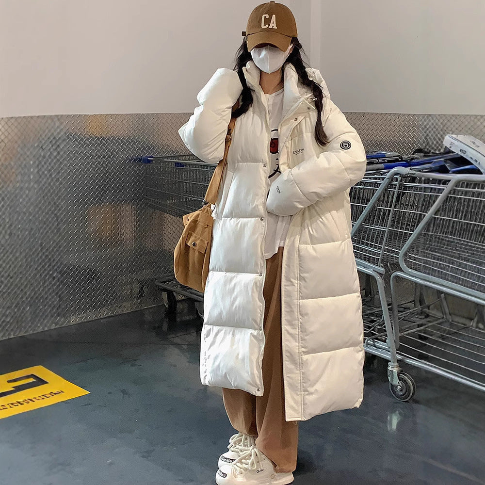 Insulating Women Long Puffer Coat - Relaxed Cotton Winter