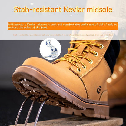 Slip-Resistant Men’s Work Boots - High-Top PU Leather Work