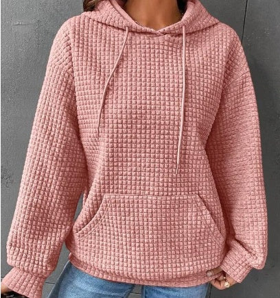 Soft Cozy Women’s Hoodie Sweater - Waffle Knit Layering