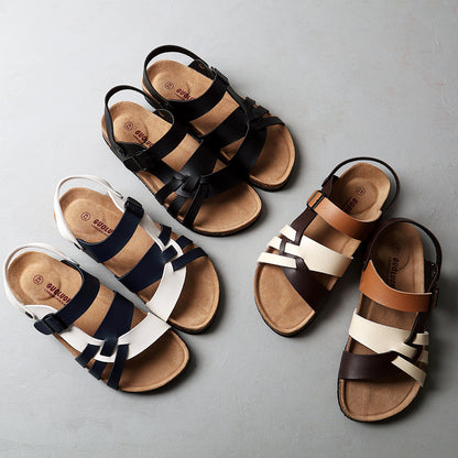 Lightweight Men's Sandals - Hollow-Out Design, Cork Footbed, Casual Everyday Wear