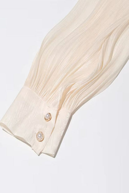 Elegant Women's Dress with Ruched Design, Lantern Sleeves, and High Waist for Summer Events