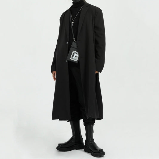 Lightweight Relaxed Men’s Overcoat - Long Polyester Spring