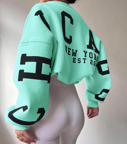 Oversized dame-sweatshirt - sænket skulder, bomuldsblanding