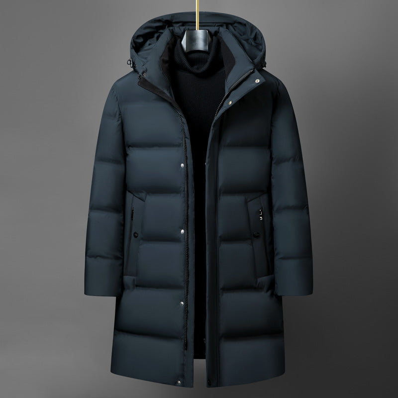 Isolerende herre midtlange dunjakke - boxy, polyester