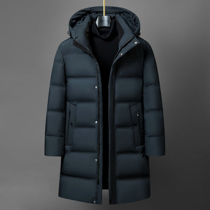 Isolerende herre midtlange dunjakke - boxy, polyester